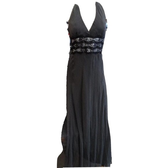 Whimsy Summer Elegance Maxi Halter Dress Size 10 Black Polka Dot Cocktail - Picture 4 of 9
